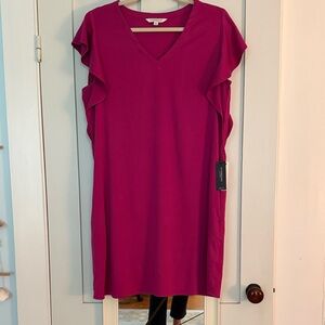 NWT Liverpool Los Angeles Magenta Ruffle Sleeve Dress